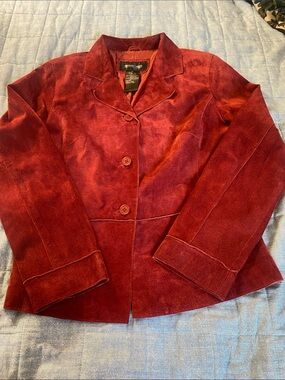 Vintage Brandon Thomas Women's Deep Red Suede Blazer